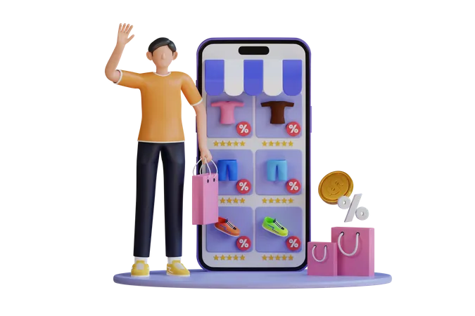 Venta de compras  3D Illustration