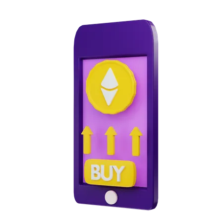 Comprar ethereum no smartphone  3D Illustration