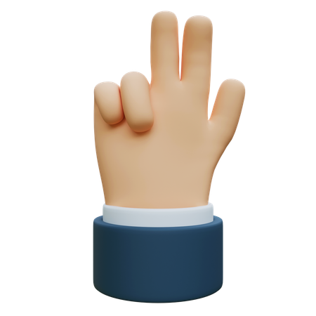 Trois doigts pour compter les nombres  3D Icon