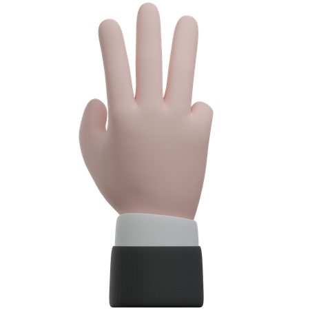 Compter à la main trois gestes de la main  3D Icon