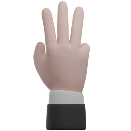 Compter à la main trois gestes de la main  3D Icon