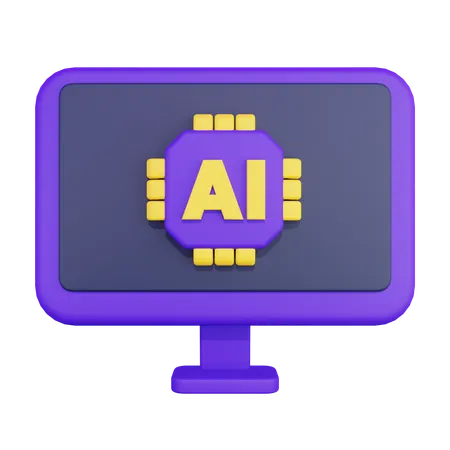 Computador de inteligência artificial  3D Icon