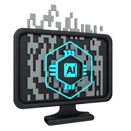 Computador de inteligência artificial  3D Icon