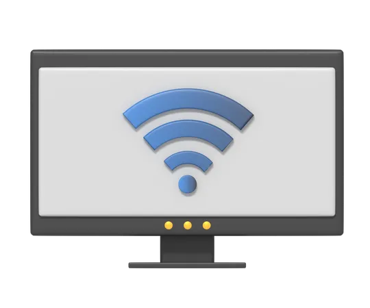 Computador wi-fi  3D Icon