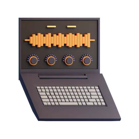 Computadora portátil abierta en el software de audio  3D Icon