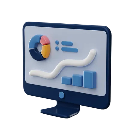 Computer analytics  3D Icon