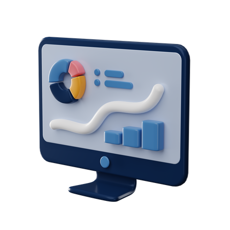 Computer analytics 3D Icon