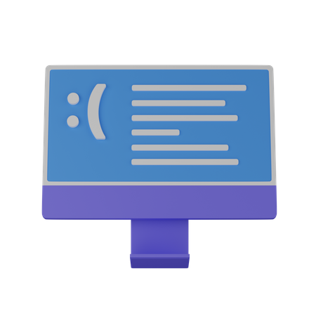 Computer blue screen  3D Icon