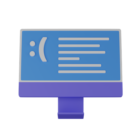 Computer blue screen 3D Icon