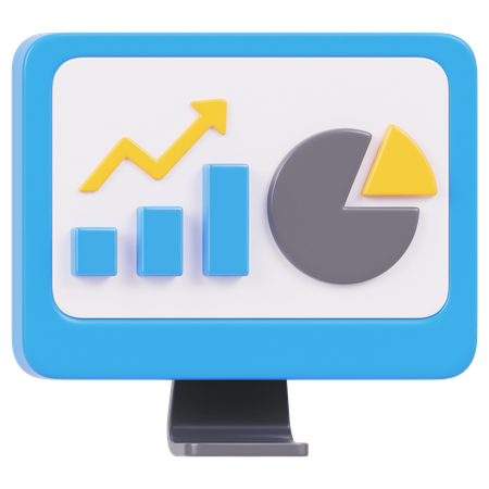 Computer Chart Data  3D Icon