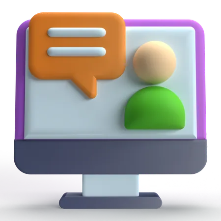 Computer Chat  3D Icon