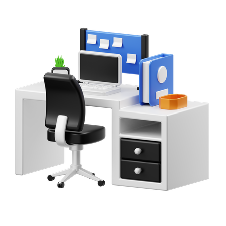 Computer Desk  3D Illustration