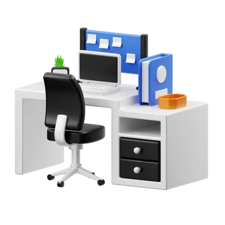 Computer Desk  3D Illustration