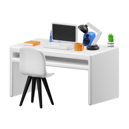 Computer Desk 3D Illustration