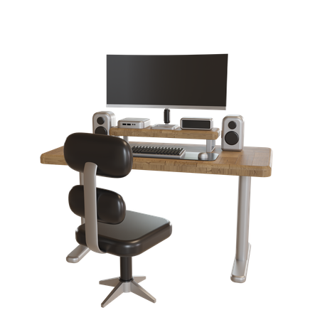 Computer Desk 3D Illustration