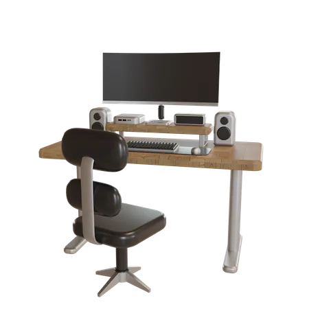 Computer Desk  3D Illustration
