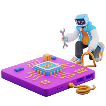 Computer Engineers Constructing Updated  3D Icon