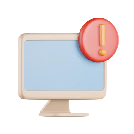 Computer Exclamation Alert 3D Icon