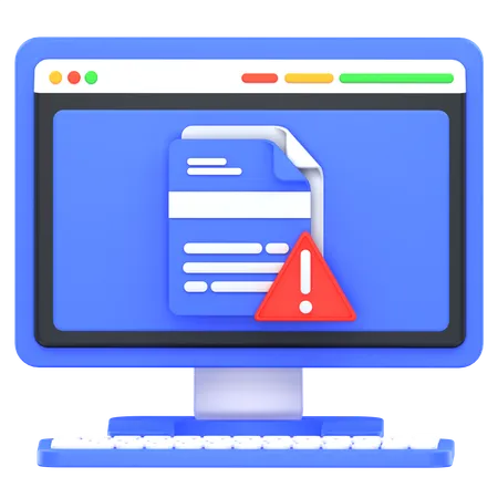 Computer File Warning  3D Icon