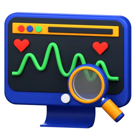Computer Health Monitoring 3 D Icon Illustration 3D Icon