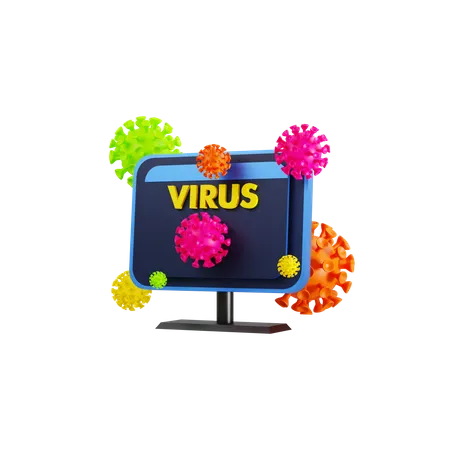 Computer Infected Virus  3D Icon