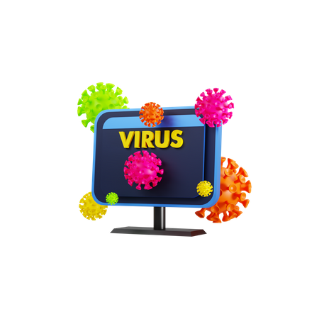 Computer mit Virus infiziert  3D Icon