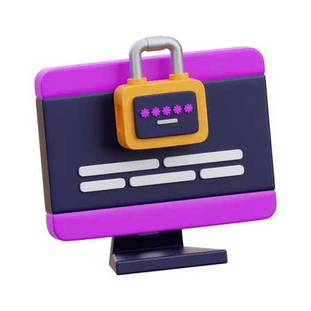 Computer Lock  3D Icon