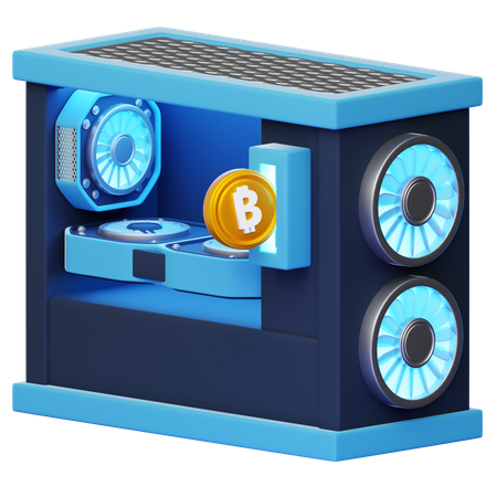 Computer Mining  3D Icon