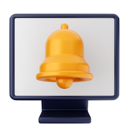 Computer Notification Bell  3D Icon