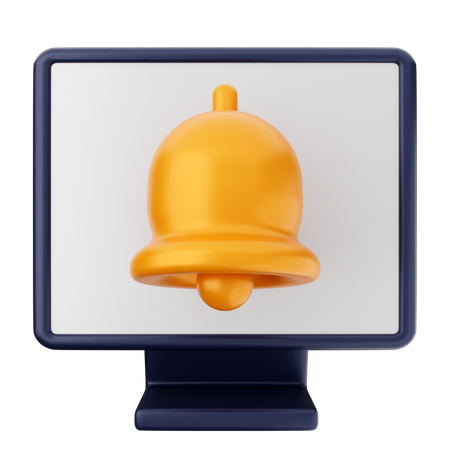 Computer Notification Bell  3D Icon