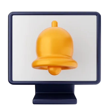 Computer Notification Bell  3D Icon