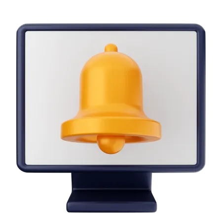 Computer Notification Bell  3D Icon