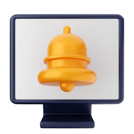 Computer Notification Bell  3D Icon