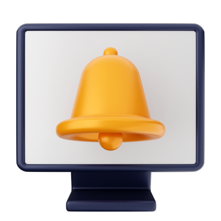 Computer Notification Bell  3D Icon