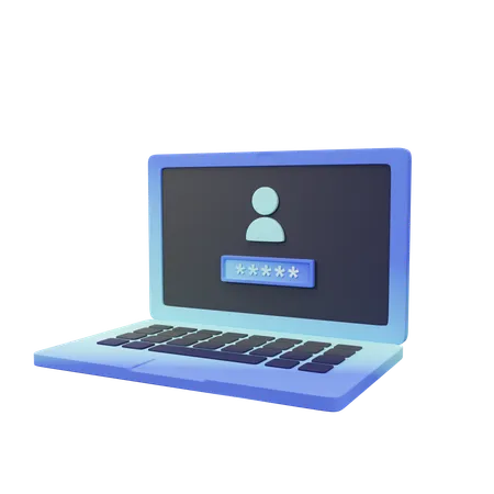 3 D Laptop Showcasing User Password 3D Icon