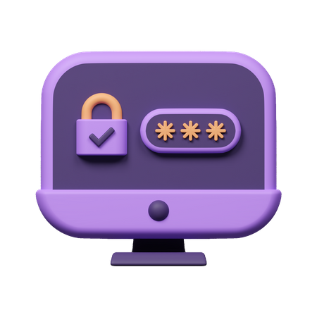 Computer Password  3D Icon