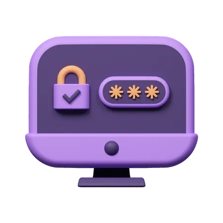 Computer Password  3D Icon