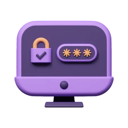 Computer Password 3D Icon