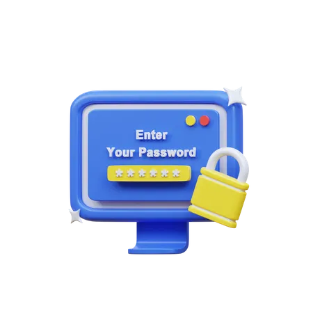 3 D Computer Password Icon Illustration Object 3D Icon