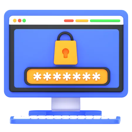 Computer Password Protection  3D Icon