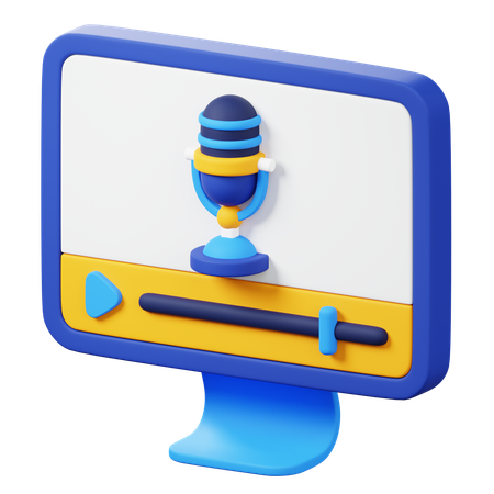 コンピュータポッドキャスト  3D Icon