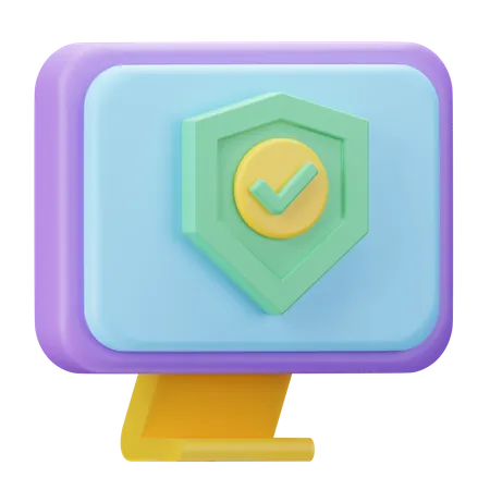 Computer Protection  3D Icon