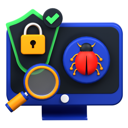 Computer Protection  3D Icon