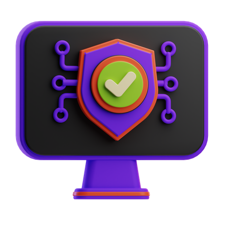 Computer Protection  3D Icon