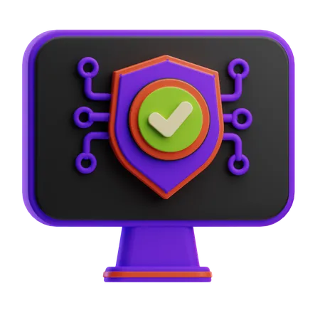 Computer Protection  3D Icon