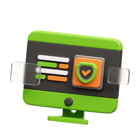 Computer Protection  3D Icon