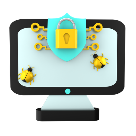 Computer Protection  3D Icon