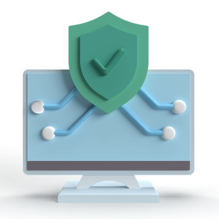 Computer Protection  3D Icon