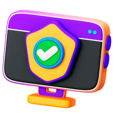 Computer Protection  3D Icon