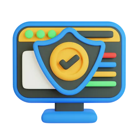 Computer Protection  3D Icon